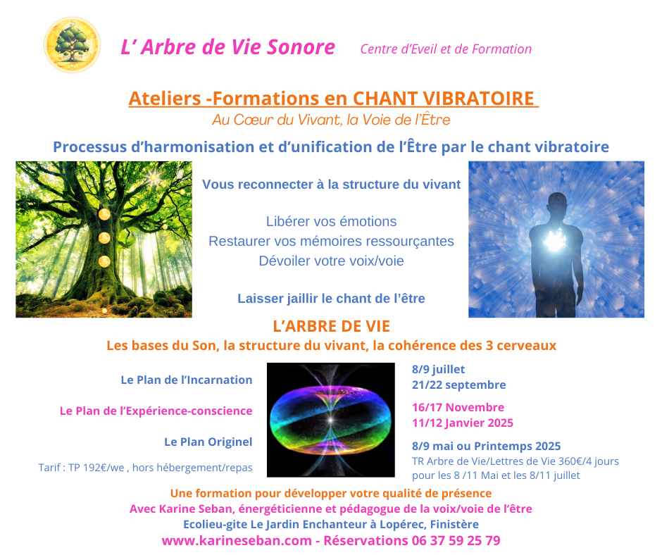 Ateliers formations chant vibratoire arbre de vie avril 2024